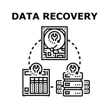 Data recovery service restoring lost information from technology Stock Illustration