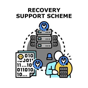 Data recovery support scheme for lost information Stock Illustration