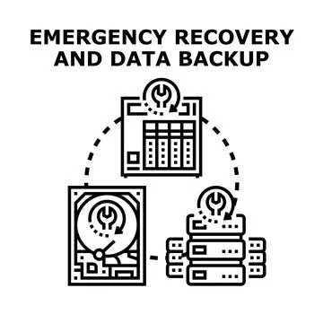 Data recovery system backing up digital information Stock Illustration