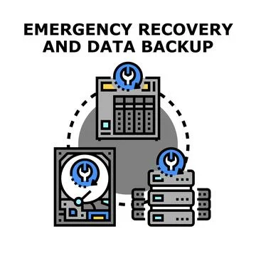 Data recovery system backing up digital information Stock Illustration