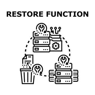 Data recovery system restoring corrupted files function 库存插图