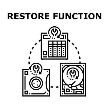 Data recovery system restoring function process restoring data Stock Illustration