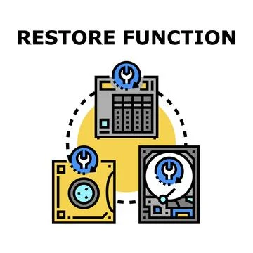 Data recovery system restoring function process restoring data Stock Illustration