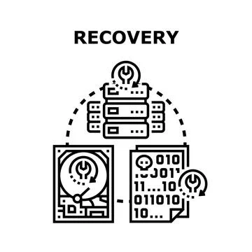Data recovery system restoring information backup services Illustrazione stock