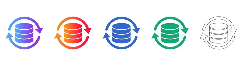 Data Refresh and Synchronization Icon Collection Stock Illustration