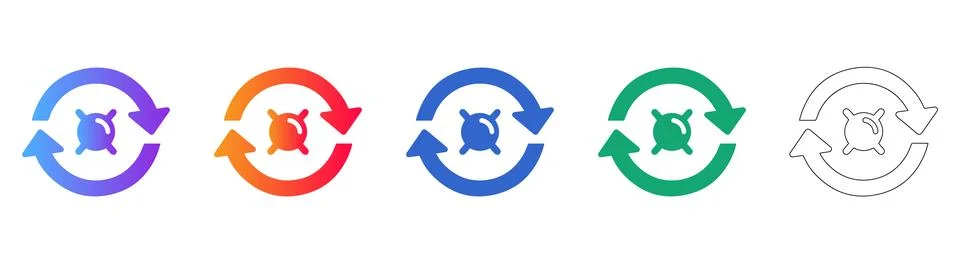 Data Refresh and Synchronization Icon Set Stock Illustration