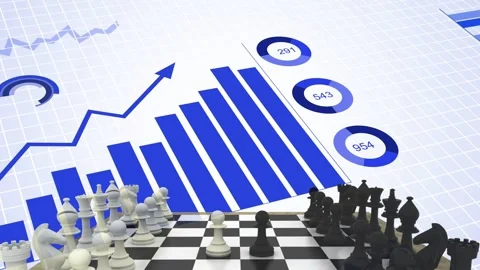 On data refresh chessboard staying still while bars, donuts, pie animating 動画素材 335761846