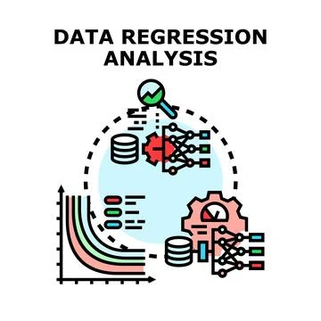 Data regression analysis predicting business analytics Stock Illustration