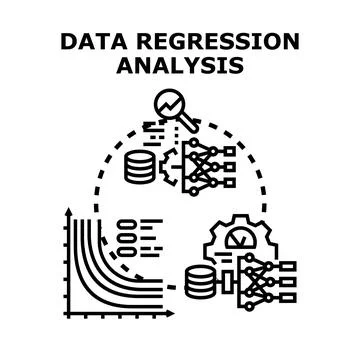 Data regression analysis predicting business analytics Stock Illustration