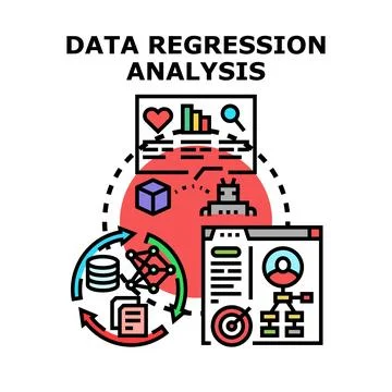 Data regression analysis process with machine learning Ilustración de archivo