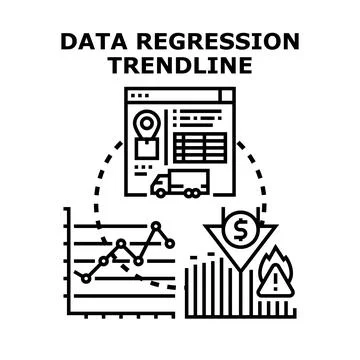 Data regression trendline analyzing business risk and analytics 스톡 일러스트