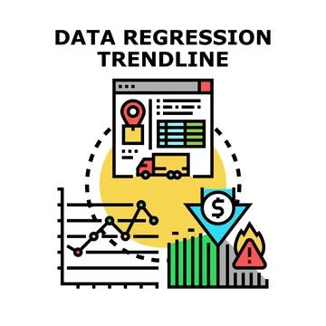 Data regression trendline analyzing business risk and analytics 库存插图
