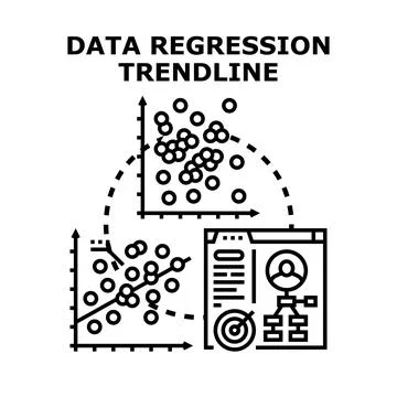 Data regression trendline analyzing financial trends イラスト素材