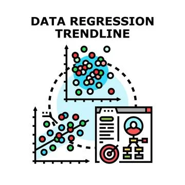Data regression trendline analyzing financial trends イラスト素材