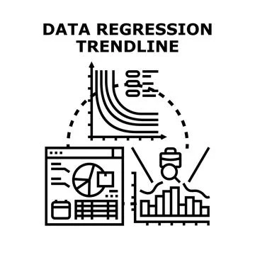 Data regression trendline concept analyzing financial market statistics Stock Illustration