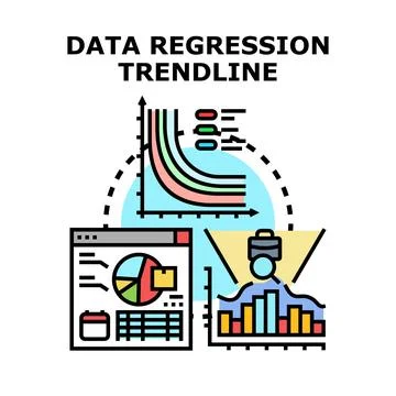 Data regression trendline concept analyzing financial market statistics Stock Illustration