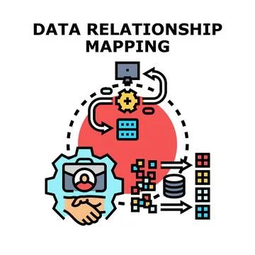 Data relationship mapping for business collaboration process Stock Illustration