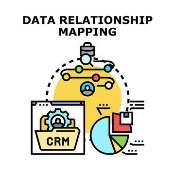 Data relationship mapping process for customer management Stock Illustration