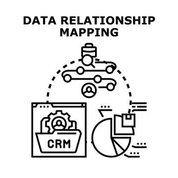 Data relationship mapping process for customer management Stock Illustration