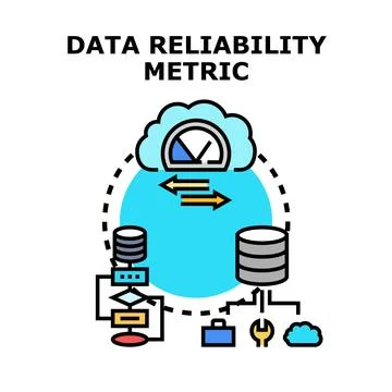 Data reliability metric measuring information quality concept Stock Illustration