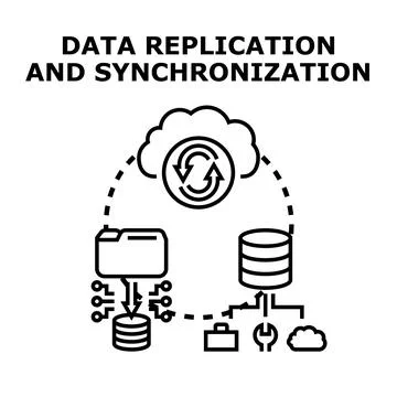 Data replication and synchronization network concept illustration Stock Illustration