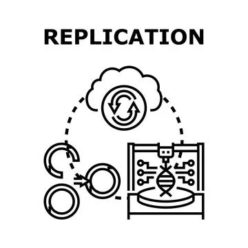Data replication process creating backup cloud copies Stock Illustration
