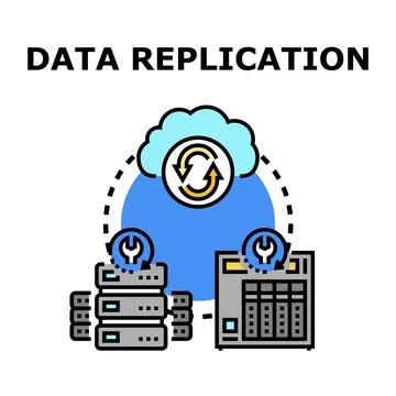 Data replication process syncing information to cloud servers 스톡 일러스트