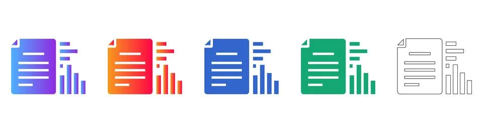 Data Report Analytics Icons Set Stock Illustration