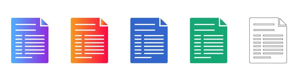 Data Report and Document Icon Set Stock Illustration
