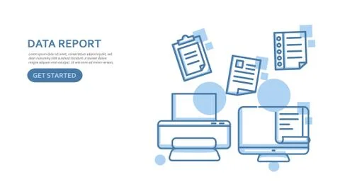 Data report and document report banner design vector Stock Illustration