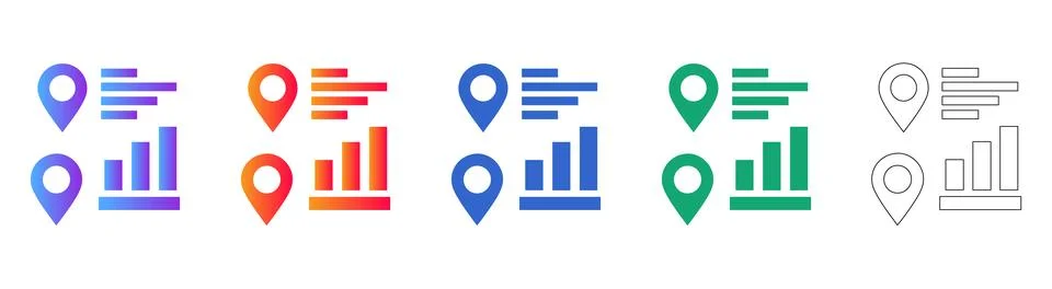 Data Report and Location Pin Icons イラスト素材