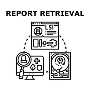 Data report retrieval process and analysis concept Stock Illustration
