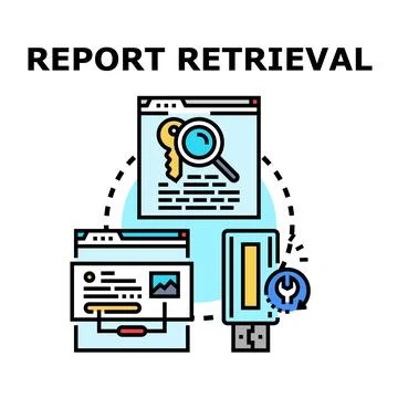 Data report retrieval searching database document concept イラスト素材