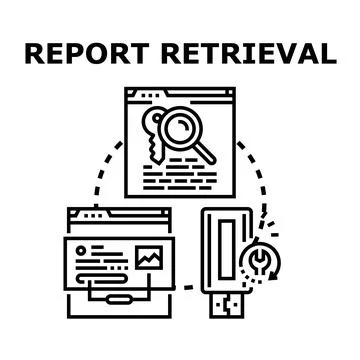 Data report retrieval searching database document concept Stock Illustration