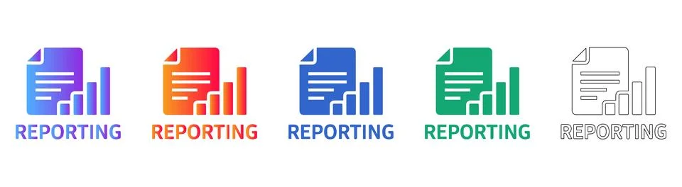Data Reporting and Analytics Icon Set Stock Illustration