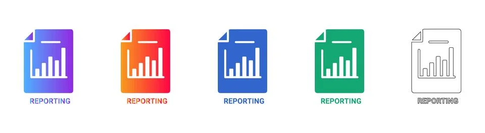 Data Reporting Document Icon Set Stock Illustration