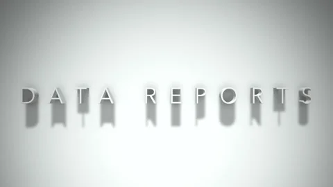 Data reports 3D title animation with shadows on a white background Stock Footage 297818424