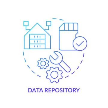 Data repository blue gradient concept icon Stock Illustration