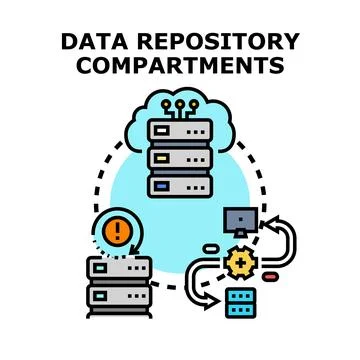 Data repository compartments and management system concept 스톡 일러스트