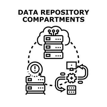 Data repository compartments and management system concept Illustrazione stock