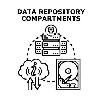 Data repository compartments managing information storage processes Illustrazione stock