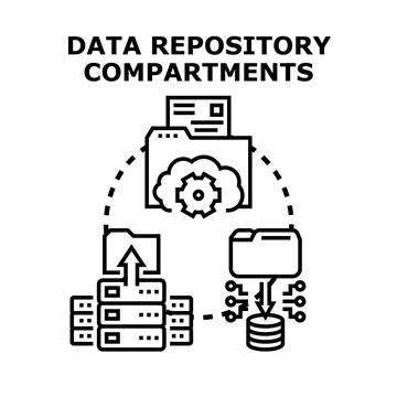 Data repository compartments managing information systems architecture Stock Illustration