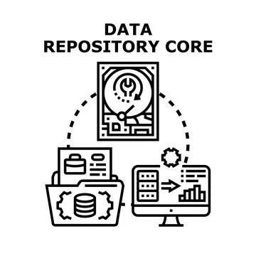 Data repository core collecting storing analyzing information 库存插图