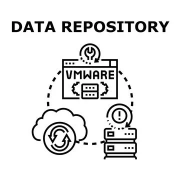 Data repository organizing server virtualization information concept Stock Illustration
