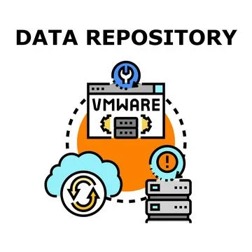 Data repository organizing server virtualization information concept Stock Illustration