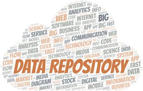 Data Repository vector word cloud, made with text only. 스톡 일러스트