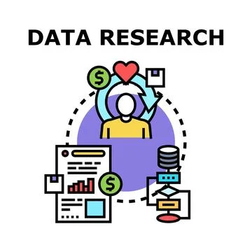 Data research analysis processing valuable business insight Stock Illustration