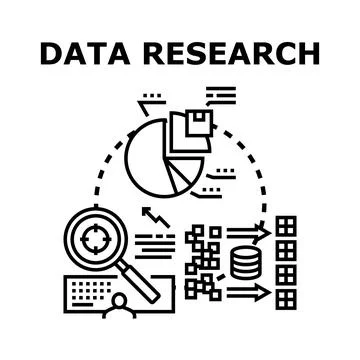 Data research analysis visualizing information processing Stock Illustration