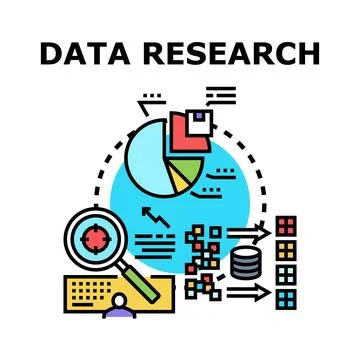 Data research analysis visualizing information processing Stock Illustration