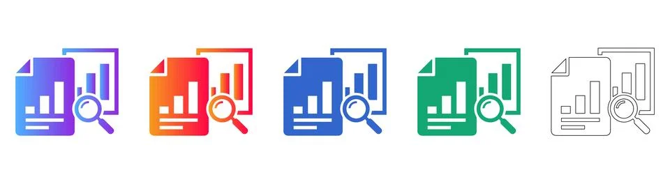 Data Research and Audit Document Icons Stock Illustration